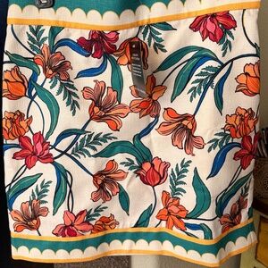 Border Print Floral Skirt